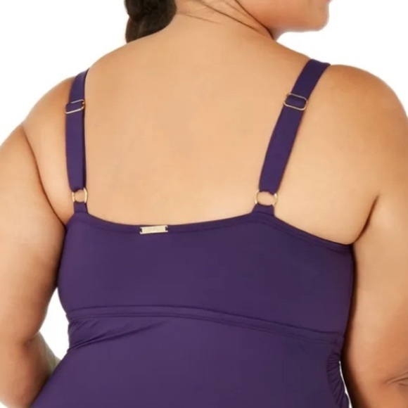 LAUREN RALPH LAUREN Women's Purple Straps Cutout One Piece Swimsuit - Picture 5 of 8